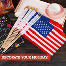 JOYIN Patriotic 11" x 8" Fabric USA Flags with Wooden Poles - 12 Pcs