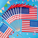 JOYIN Patriotic 11" x 8" Fabric USA Flags with Wooden Poles - 12 Pcs