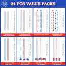 JOYIN Patriotic July 4th Beaded Necklaces with Holiday Pendants - 24 Pcs