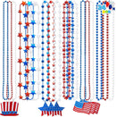 JOYIN Patriotic July 4th Beaded Necklaces with Holiday Pendants - 24 Pcs