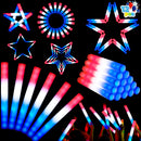 JOYIN Patriotic Red, White & Blue LED Foam Sticks with 3 Light Modes - 12 Pcs