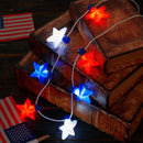 JOYIN Patriotic Red, White & Blue Light-Up Star Necklaces - 6 Pcs