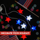 JOYIN Patriotic Red, White & Blue Light-Up Star Necklaces - 6 Pcs