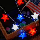 JOYIN Patriotic Red, White & Blue Light-Up Star Necklaces - 6 Pcs