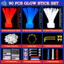 JOYIN Red, White & Blue Patriotic Glow Sticks & Accessories Pack - 90 Pcs