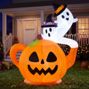 Joiedomi 5FT Halloween Inflatable Spooky Pumpkin Teapot with Ghosts