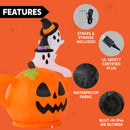Joiedomi 5FT Halloween Inflatable Spooky Pumpkin Teapot with Ghosts