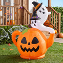 Joiedomi 5FT Halloween Inflatable Spooky Pumpkin Teapot with Ghosts