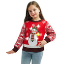 Kids Girls Snowman Red Ugly Sweater with Light Bulb