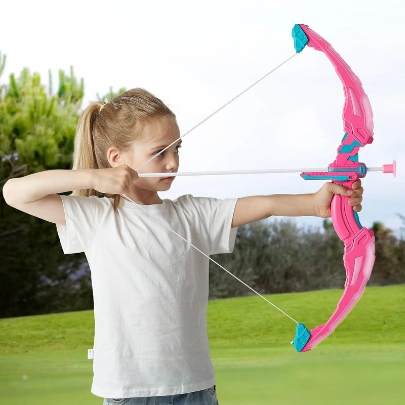 Kids LED Light Up Archery Toy Set with Suction Cup Arrows, Target & Arrow Case