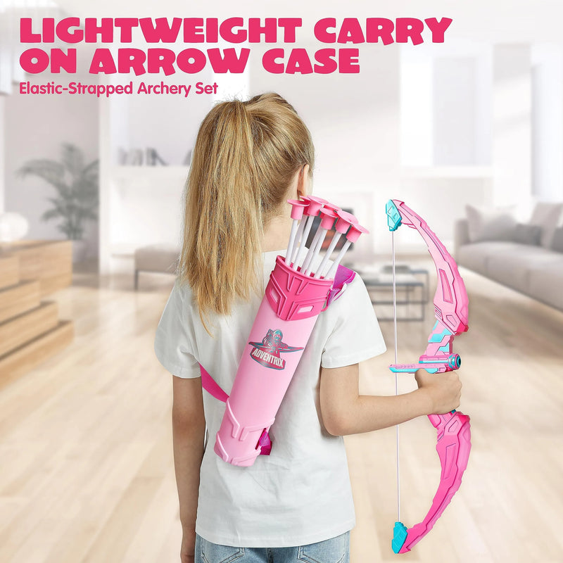 Kids LED Light Up Archery Toy Set with Suction Cup Arrows, Target & Arrow Case