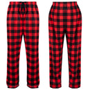 Men Red and Black Plaid Polar Fleece Pajama Pants