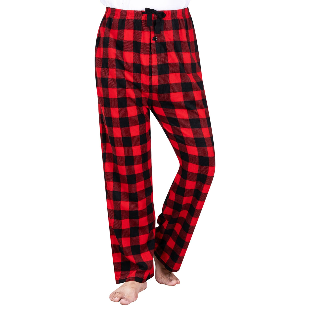 JUNZAN Mens Red Black Plaid Pajama Pants Pj Pants for Men