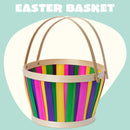 Multicolor Easter Bamboo Basket, Portable Buckets with Folding Handles