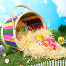 Multicolor Easter Bamboo Basket, Portable Buckets with Folding Handles