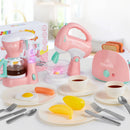 Pink Pretend Play Kitchen Appliances Toy Set with Coffee Maker, Mixer, Toaster