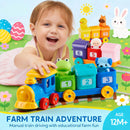 Play-Act Montessori Farm Number Train Toy - Counting Matching Sorting Learning Toy with 9 Farm Animals for Toddlers 1-3 Years Old