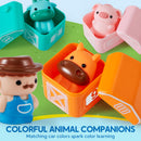 Play-Act Montessori Farm Number Train Toy - Counting Matching Sorting Learning Toy with 9 Farm Animals for Toddlers 1-3 Years Old