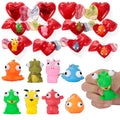 28Pcs Animal Keychains featuring Bulging Eyes with Kids Valentines Cards