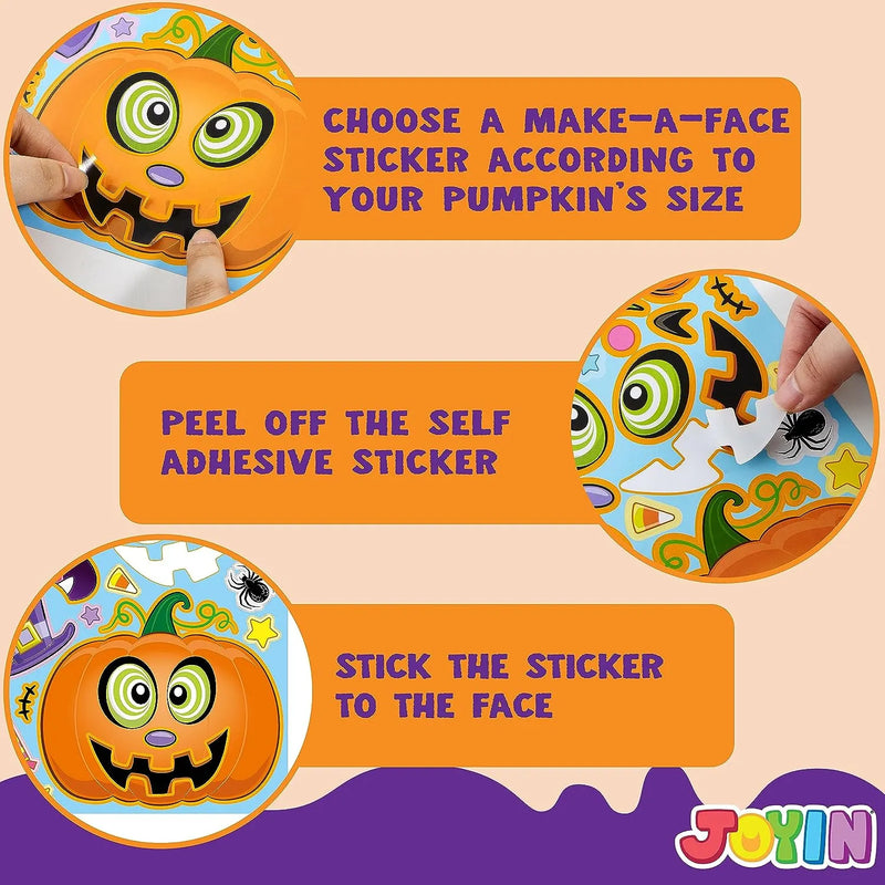 42 PCS Halloween Pumpkin Make-a-face Sticker Sheets