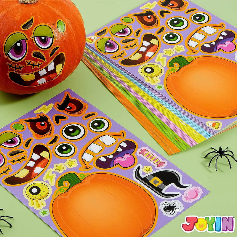 42 PCS Halloween Pumpkin Make-a-face Sticker Sheets