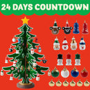 Christmas Advent Calendar Tabletop Wooden Christmas Tree and 24 Ornaments