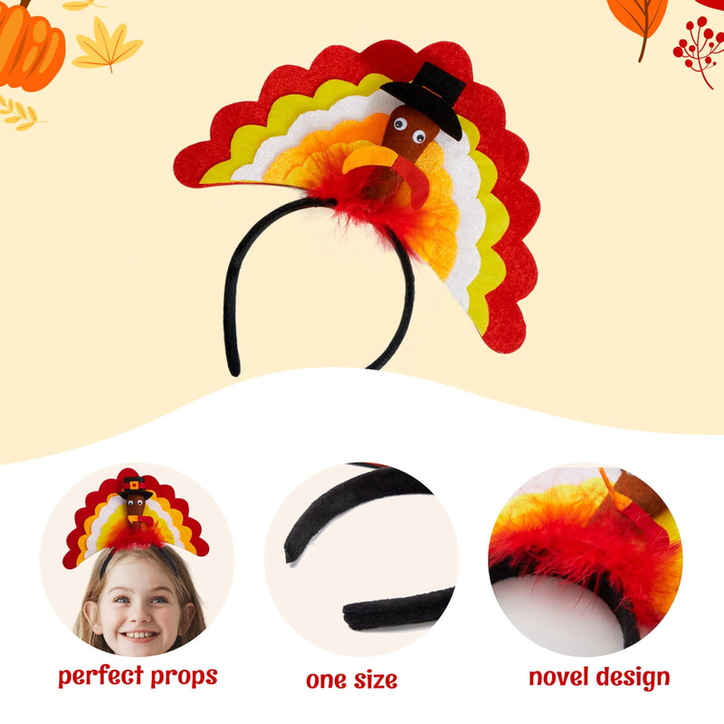 Thanksgiving Turkey Headband for Kids Women Thanksgiving Party