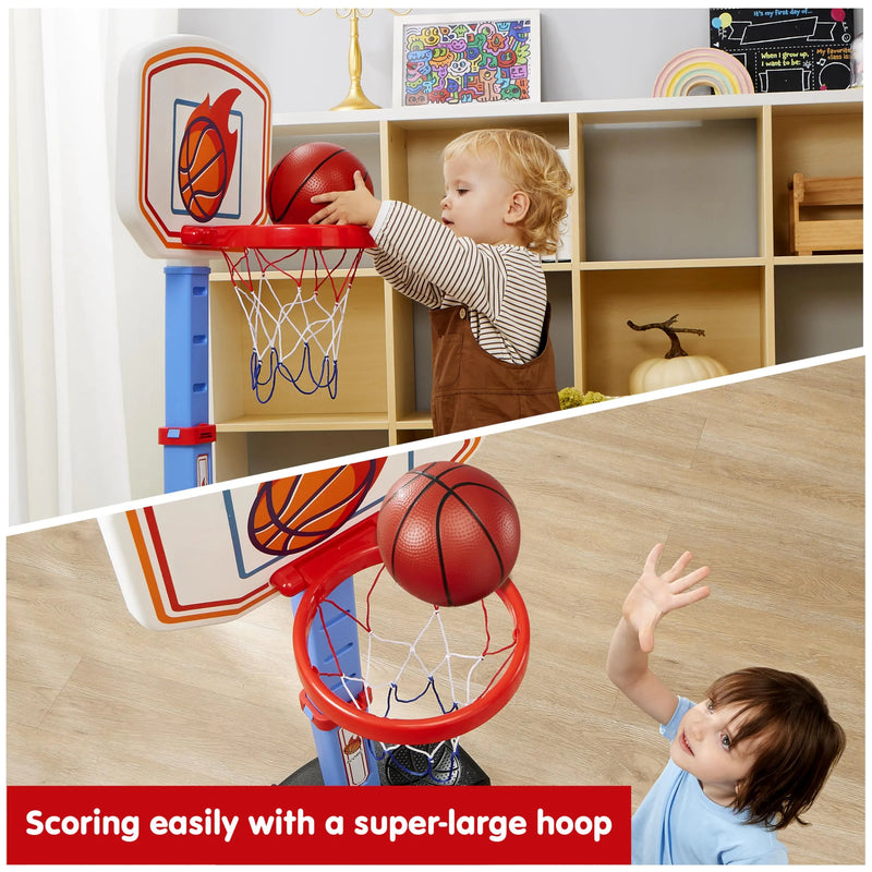 Toddler Basketball Arcade Game Set, Adjustable Basketball Goal with 4 Balls for Kids