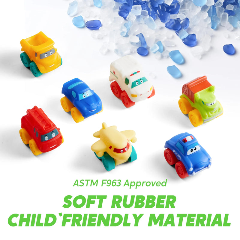 Toy Cars for Toddlers 8 PCS Rubber Cartoon Cars with Play Mat