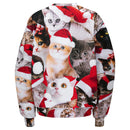 Unisex Loose Christmas Sweatshirt, Cute Kitten Pullover Ugly Christmas Sweater