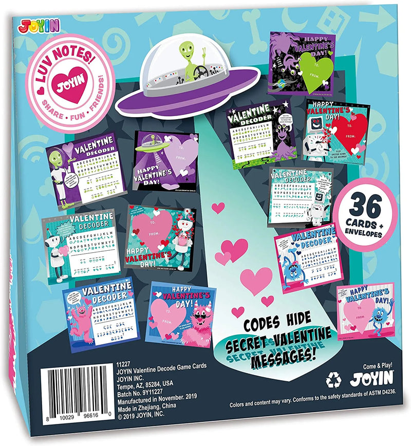 36Pcs Valentines Gift Cards With Decoding Games