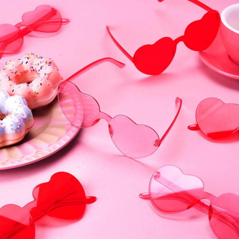 6Pcs Valentine’s Day Heart Shape Rimless Sunglasses