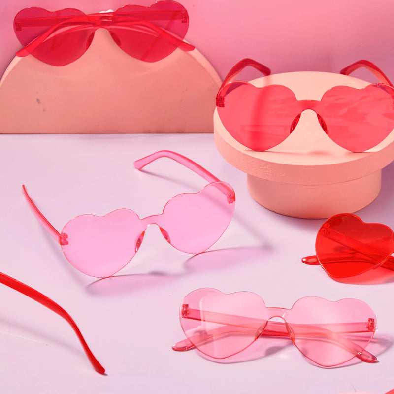 6Pcs Valentine’s Day Heart Shape Rimless Sunglasses