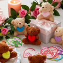 Valentine's Day Party Favors Bulk 24 Pack, Plush Teddy Bears Holding Hearts with Cards