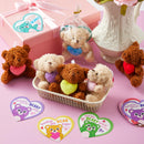 Valentine's Day Party Favors Bulk 24 Pack, Plush Teddy Bears Holding Hearts with Cards