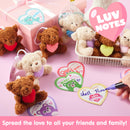 Valentine's Day Party Favors Bulk 24 Pack, Plush Teddy Bears Holding Hearts with Cards