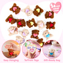 Valentine's Day Party Favors Bulk 24 Pack, Plush Teddy Bears Holding Hearts with Cards