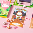 Valentine's Day Sports Party Favors for Kids - 28 Game Cards + 7 Mini Sports Ball Erasers (Football Basketball Soccer) | Class Prizes Goodie Bag Stuffers