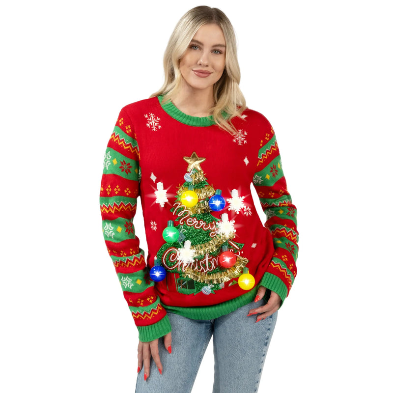 Woman Light Up Pullover Ugly Christmas Sweater Woman Light Up Pullover Ugly Christmas Sweater