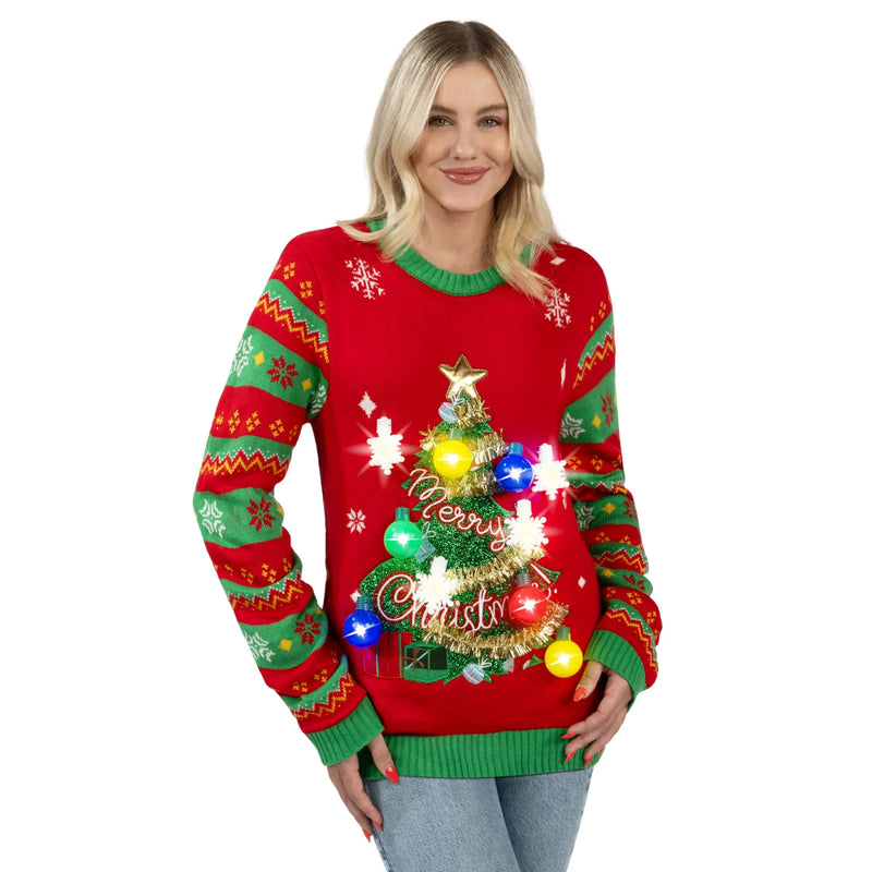 Woman Light Up Pullover Ugly Christmas Sweater Woman Light Up Pullover Ugly Christmas Sweater