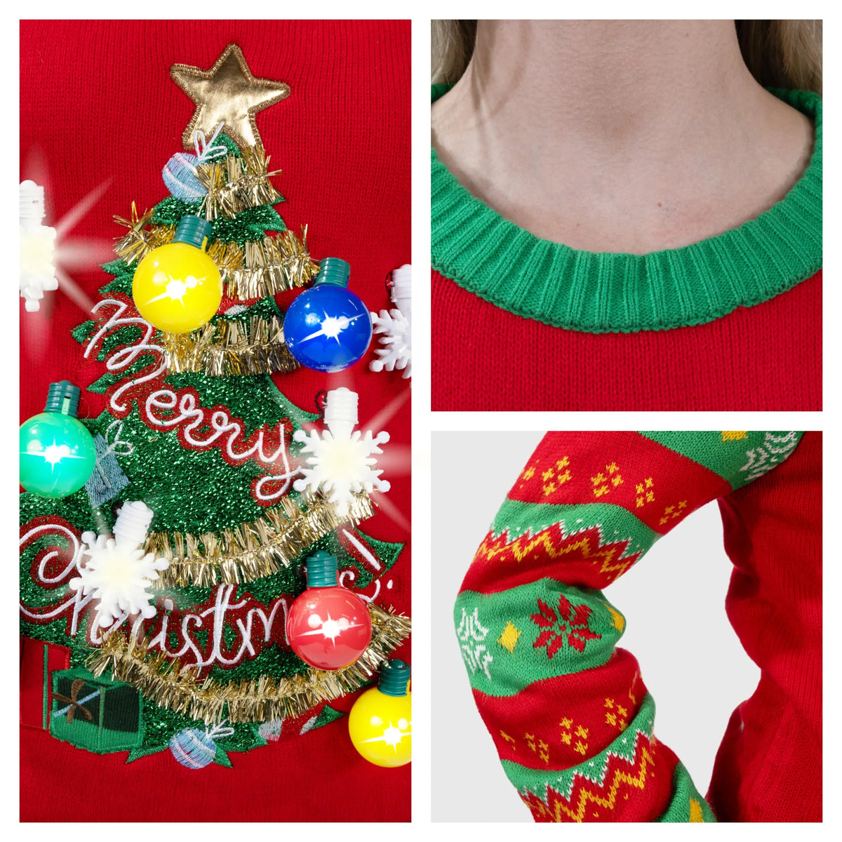 Woman Light Up Pullover Ugly Christmas Sweater Woman Light Up Pullover Ugly Christmas Sweater