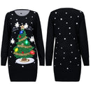 Woman Ugly Sweater Dress with 3D Christmas Tree and Novelty Light