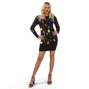 Women Black Long Christmas Sweater Dress with Colorful Light Up Bulbs