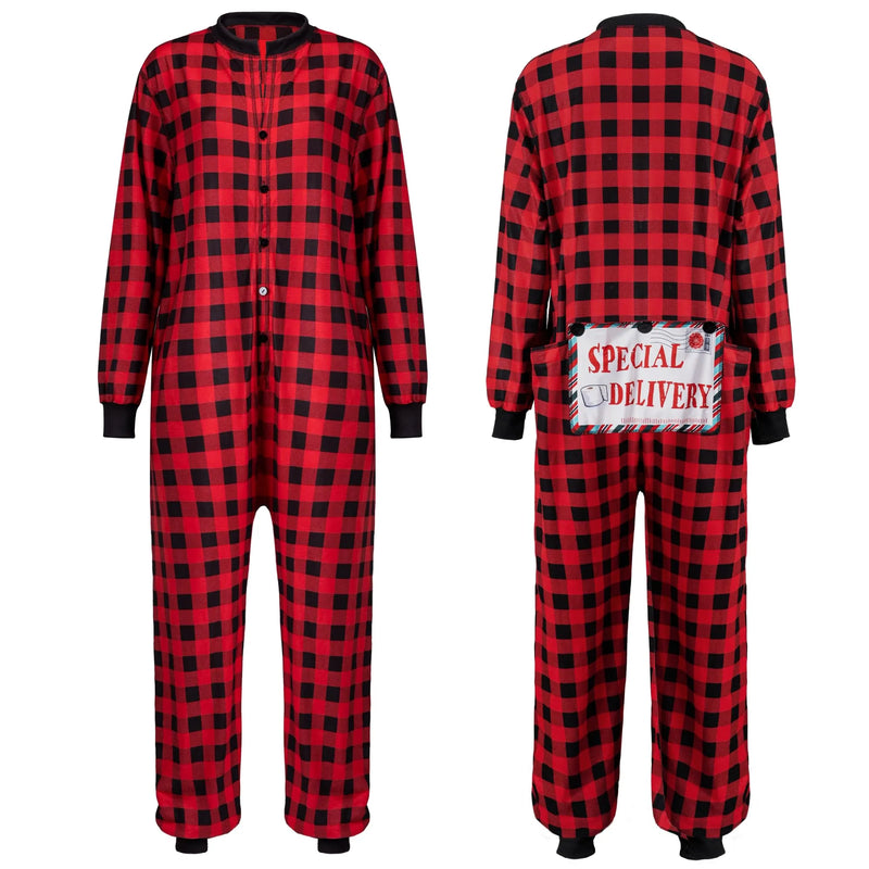 Women Christmas Plaid Flapjack Drop Seat Pajamas Outfit