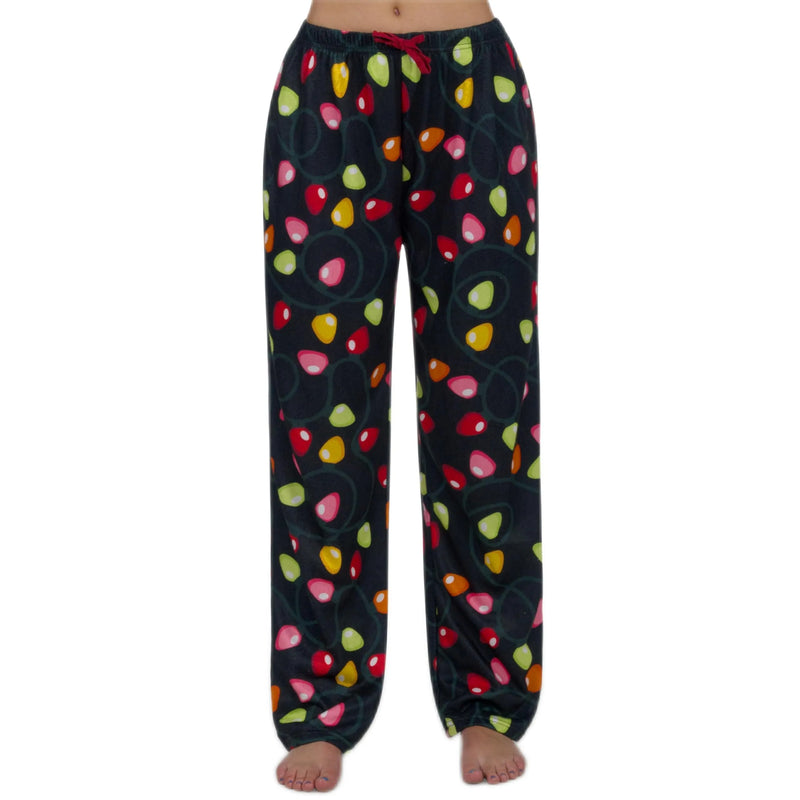 Women Colorful String Lights Loose Straight Cartoon Pajama Pants