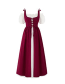 Women Medieval Renaissance Peasant Maxi Dress for Halloween