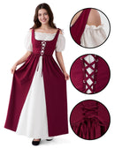 Women Medieval Renaissance Peasant Maxi Dress for Halloween