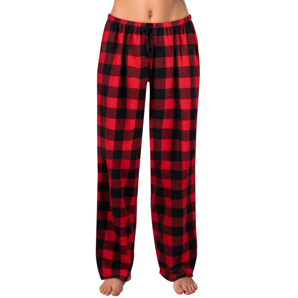 Red and Black Plaid Pajama Pants, Polar Fleece Christmas