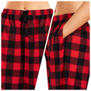 Red and Black Plaid Pajama Pants, Polar Fleece Christmas Pajama Pants