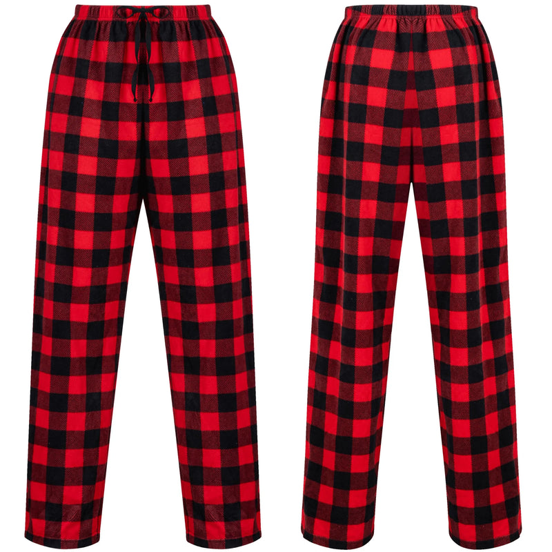 Red and Black Plaid Pajama Pants, Polar Fleece Christmas Pajama Pants